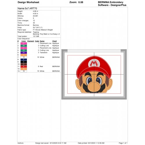 Super Mario Peeker Applique Design Embr