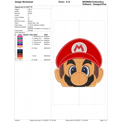 Super Mario Peeker Applique Design Embr