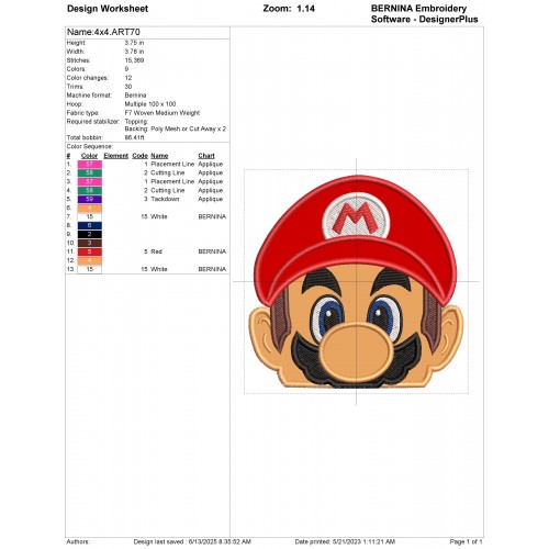 Super Mario Peeker Applique Design Embr