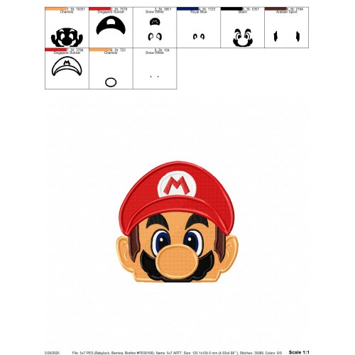 Super Mario Peeker Embroidery Design Embr