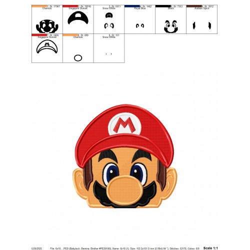 Super Mario Peeker Embroidery Design Embr