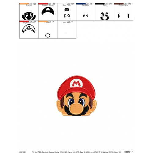 Super Mario Peeker Embroidery Design Embr