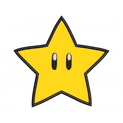 Super Mario Super Star Applique Design Embr