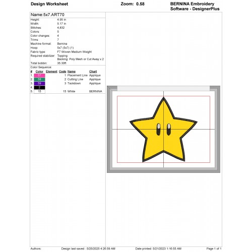 Super Mario Super Star Applique Design Embr