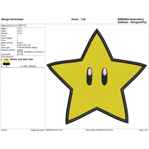 Super Mario Super Star Embroidery Design Embr