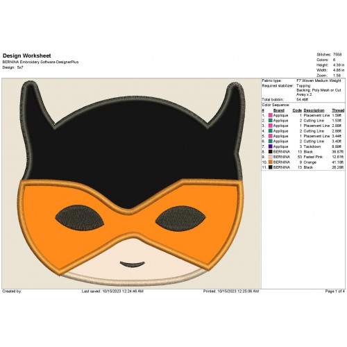 Superhero Peeker Head Applique Design