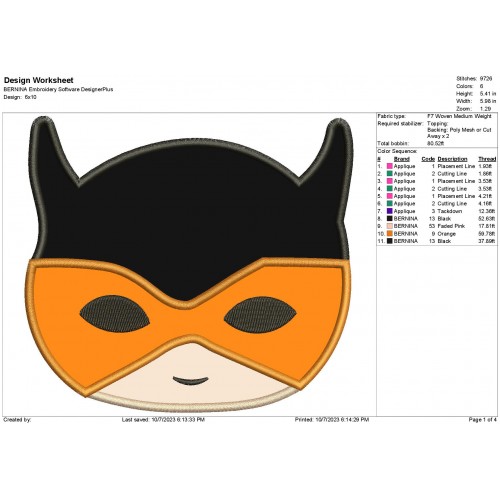 Superhero Peeker Head Applique Design