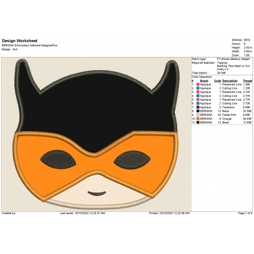 Superhero Peeker Head Applique Design