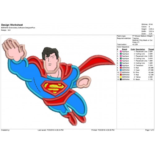 Superman Machine Applique Design