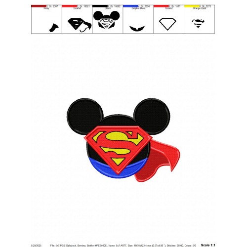 Superman Mickey Embroidery Design Embr