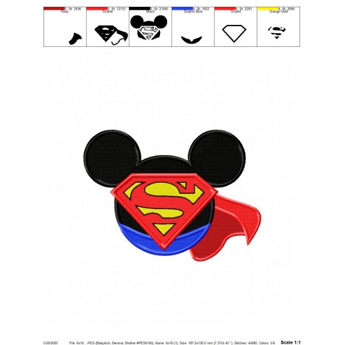 Superman Mickey Embroidery Design Embr
