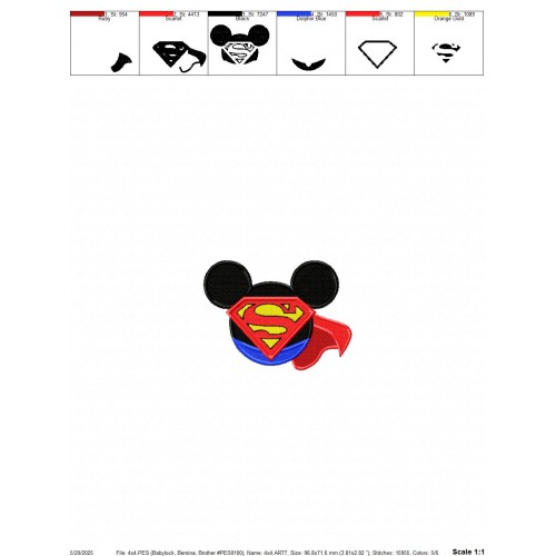 Superman Mickey Embroidery Design Embr