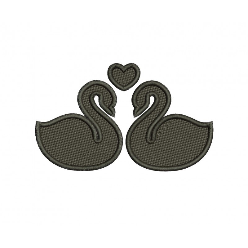 Swans Couple of Love Filled Stitch Embroidery Design