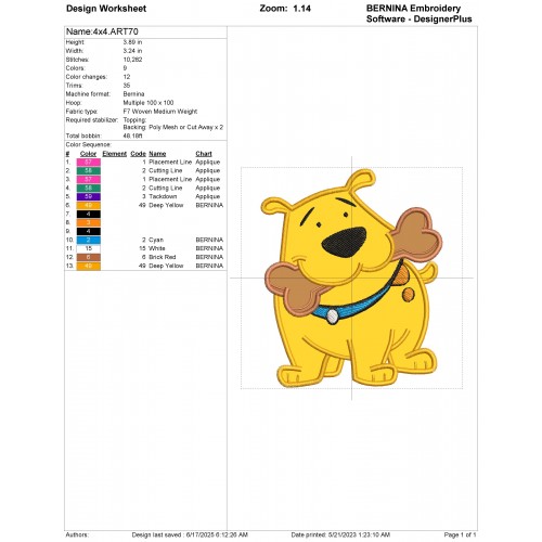 T Bone Clifford Applique Design Embr
