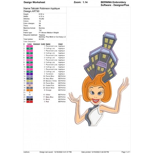 Tallulah Robinson Applique Design