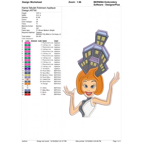 Tallulah Robinson Applique Design
