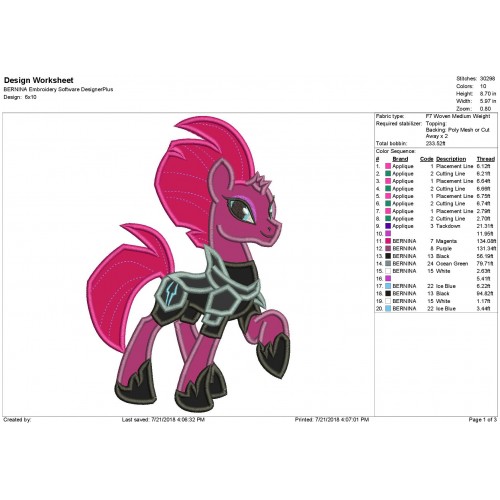 Tempest Shadow My Little Pony Applique Design