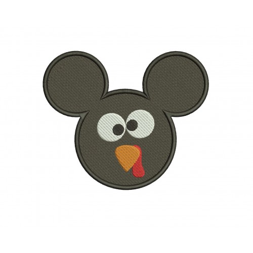 Thanksgiving Turkey Mickey Ears Filled Embroidery Design