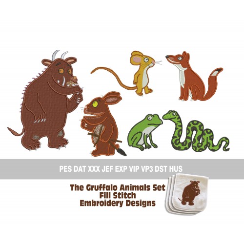 The Gruffalo Animals Set Fill Stitch Embroidery Designs