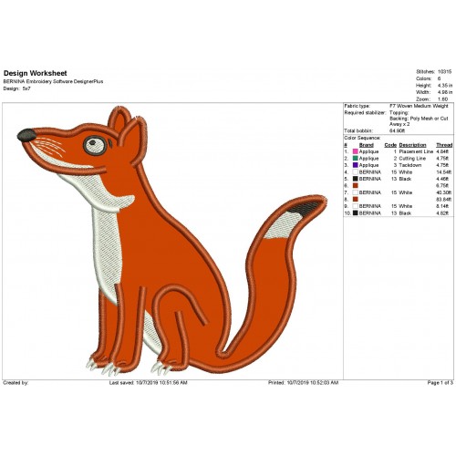 The Gruffalo Fox Applique Design