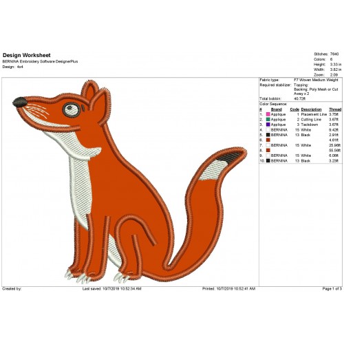 The Gruffalo Fox Applique Design