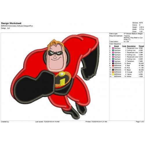 The Incredibles Applique Design