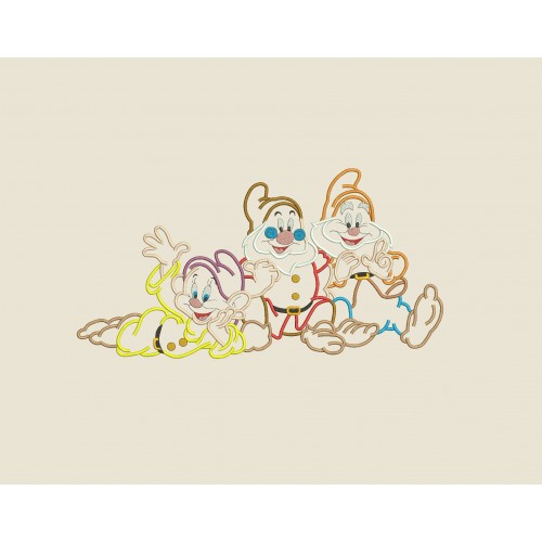 The Seven Dwarfs Snow White Inspired Sketch Embroidery Design