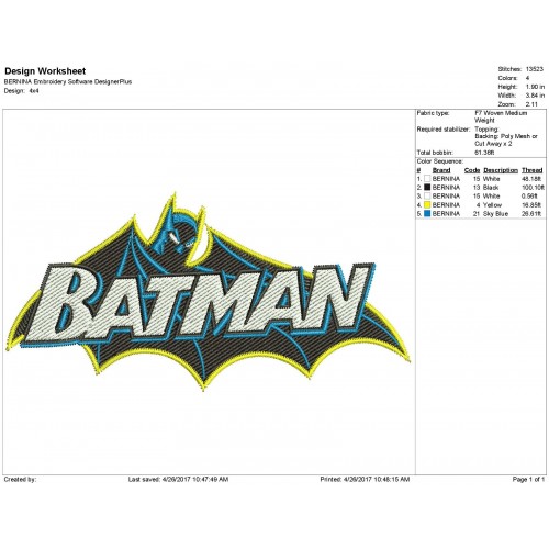 The Super Bat Logo Embroidery Design