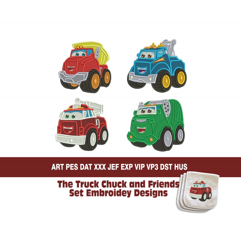 The Truck Chuck and Friends Set Embroidey Designs