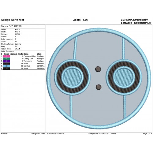 The Wild Robot Head Applique Design