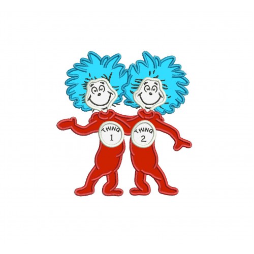 Thing One and Thing Two Dr Seuss Applique Design