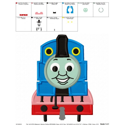 Thomas the Train Embroidery Design