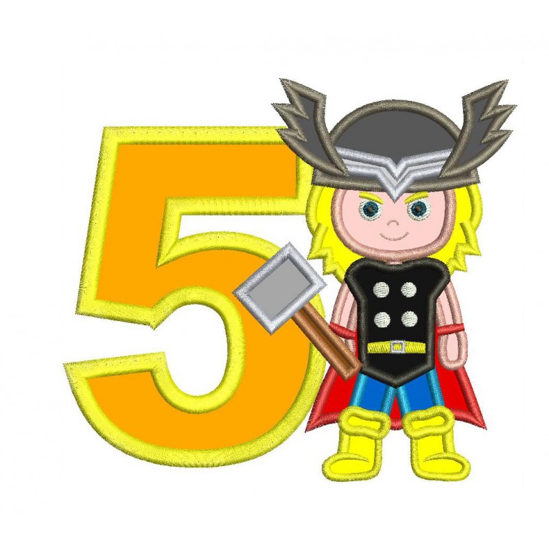 Thor 5th Birthday Applique Design