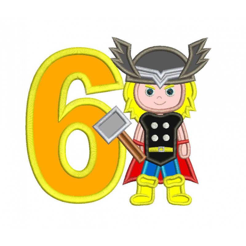 Thor 6th Birthday Applique Design