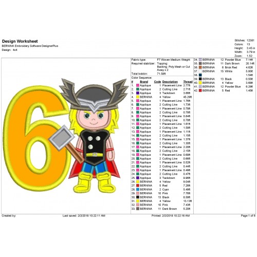 Thor 6th Birthday Applique Design