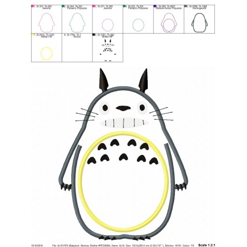 Totoro Applique Design