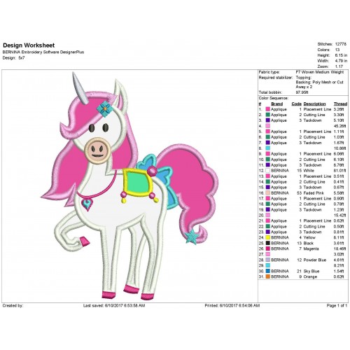 Trinket the Horse Nella Princess Knight Applique Design