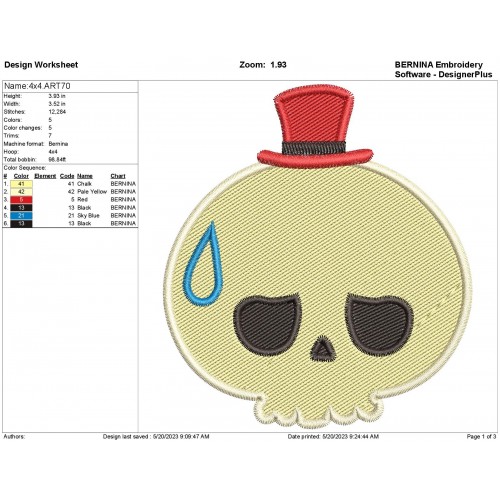 Tycoco Head Labubu Filling Stitch Embroidery Design