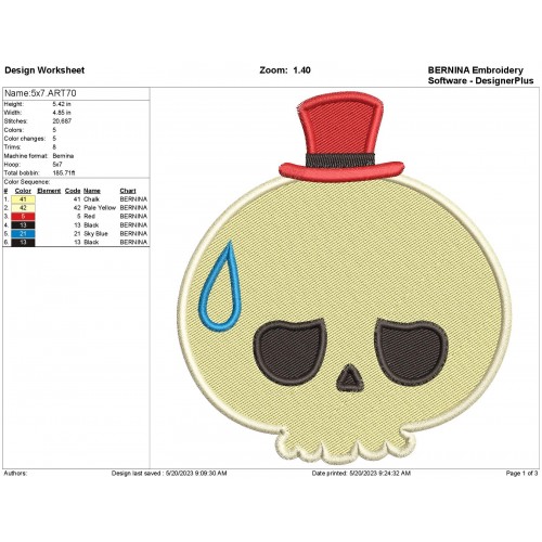 Tycoco Head Labubu Filling Stitch Embroidery Design