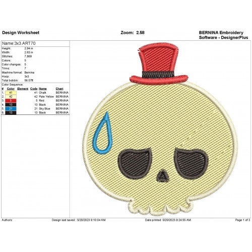 Tycoco Head Labubu Filling Stitch Embroidery Design