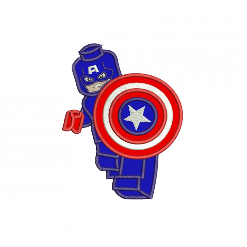 USA Captain Lego Man Applique Design