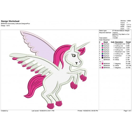 Unicorn Applique Design