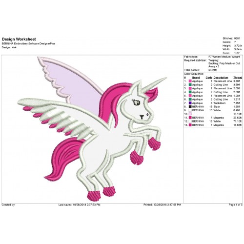 Unicorn Applique Design