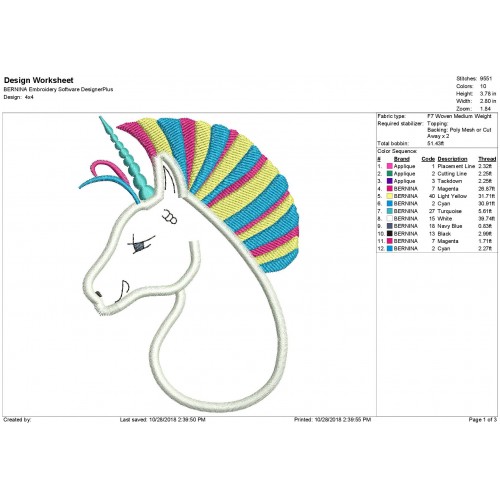 Unicorn Applique Design Unicorn Applique Files
