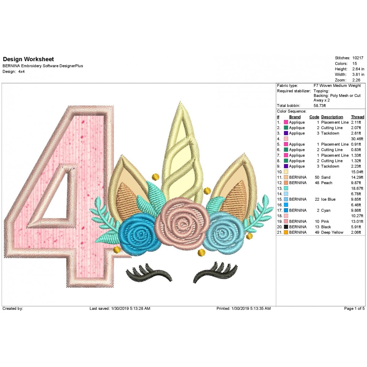 Download Unicorn Applique Number 4 Rainbow Unicorn Embroidery Design