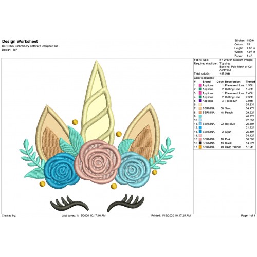 Unicorn Applique - Unicorn with Flowers Applique Design