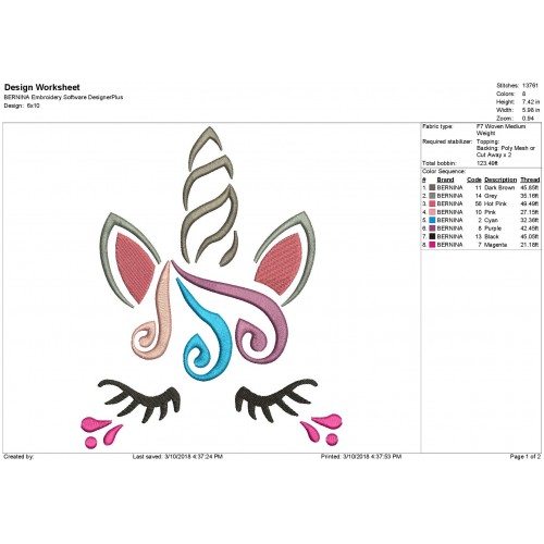 Unicorn Horn Embroidery Design