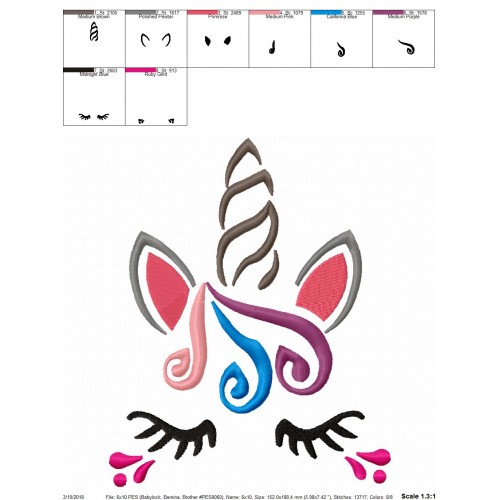 Unicorn Horn Embroidery Design