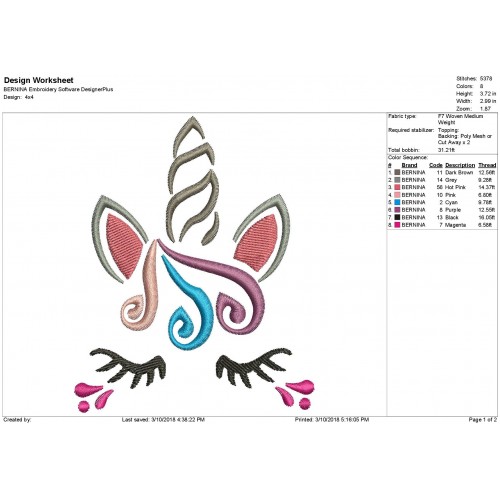 Unicorn Horn Embroidery Design