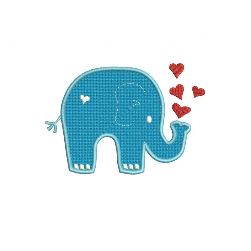 Valentine Elephant Filled Stitch Embroidery Design